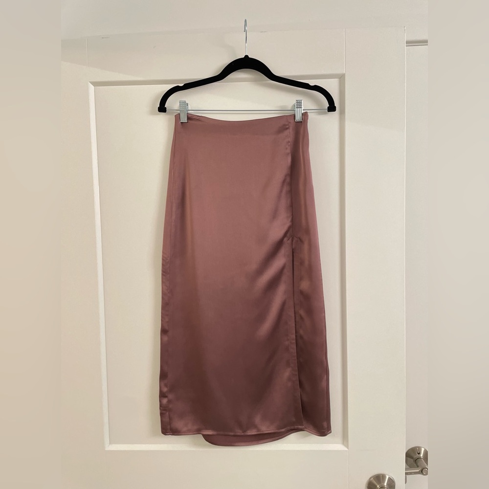 Dynamite Satin Slip Skirt with High Slit